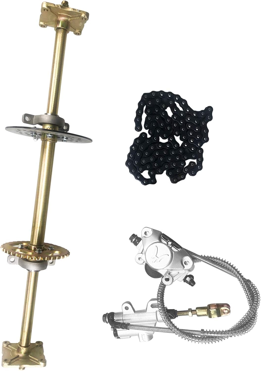 Kinbelle Rear Axle Shaft Kit 740mm w/Brake Assembly Sprocket fit for Go Kart Quad Drift Trike
