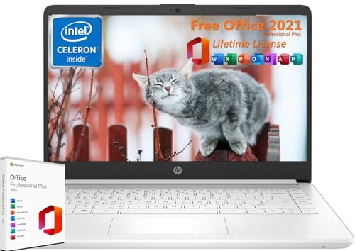 HP 2024 Newest 14" Ultral Light Laptop for Students Business, with Office Lifetime License, Intel Quad-Core N4120, 16GB RAM, 320GB Storage(64GB eMMC+256GB MSD), Webcam, Thin & Portable, Win 11 S