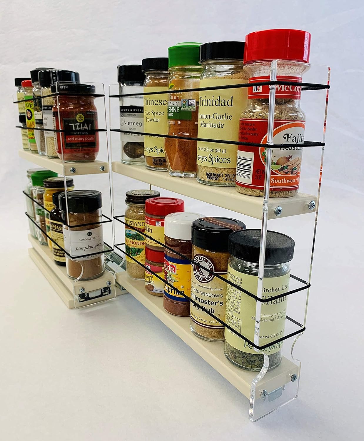 Vertical Spice - 22x2x11 DC - Spice Rack - Narrow Space w/2 Drawers each with 2 Shelves - 20 Spice Capacity - Easy to Install