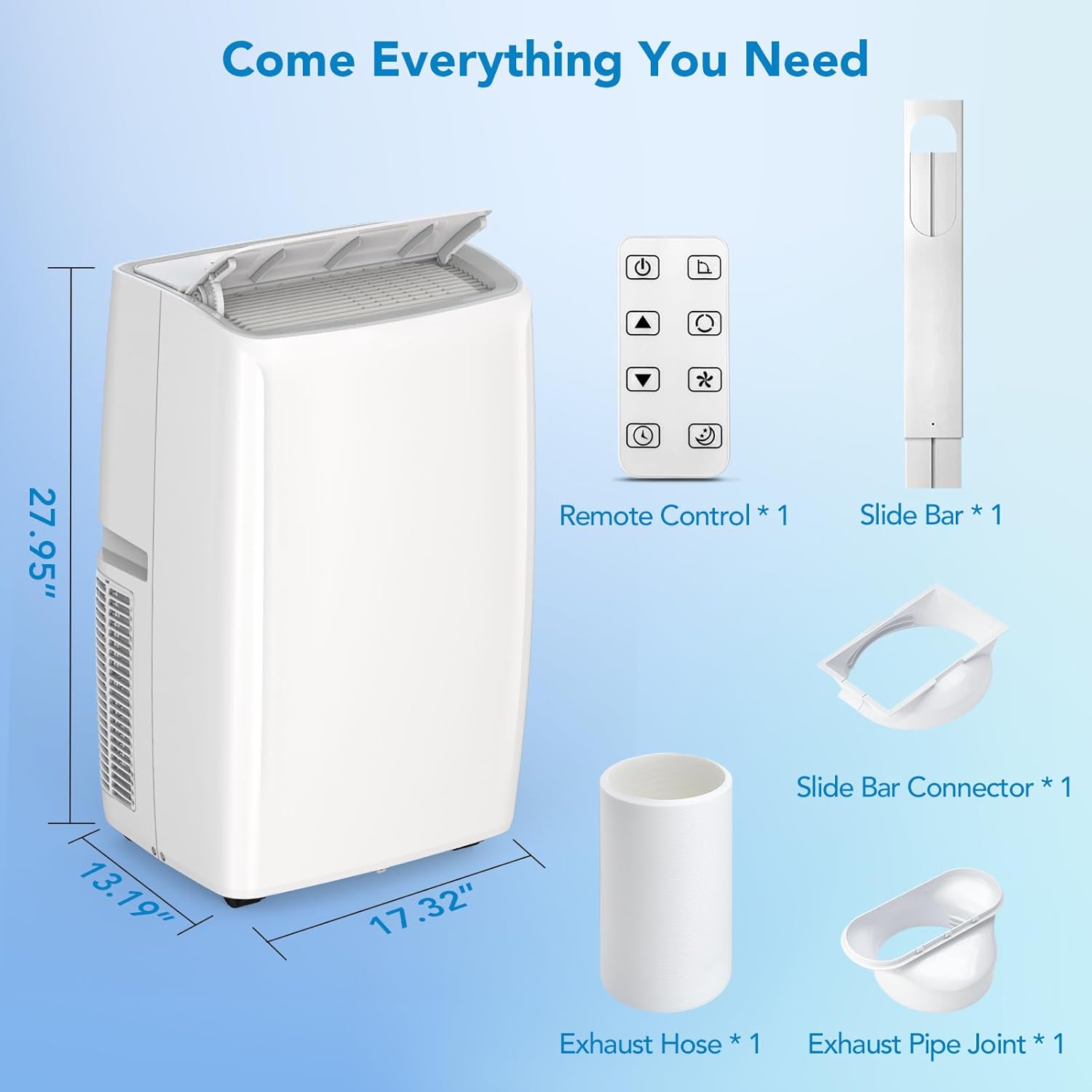 14,000BTU Portable Air Conditioner, Portable AC Unit for Room up to 750 Sq. Ft. Spaces, Portable AC with Remote Control, 3In1 Cool, Fan, Dehumidify Modes, Portable AC Unit for Indoor Room Office