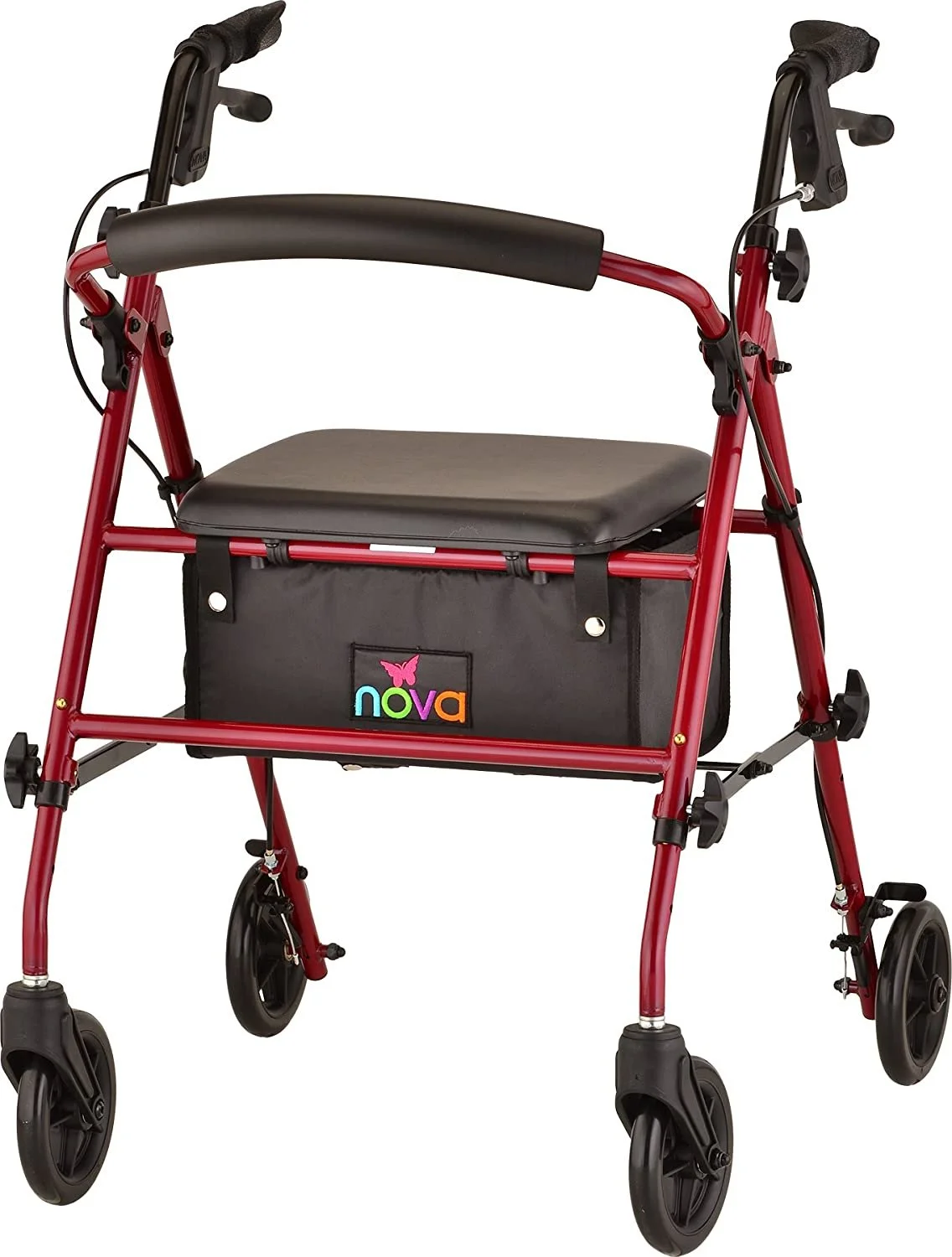 NOVA Journey Steel Rollator Walker, Red - Curated Treasures Market