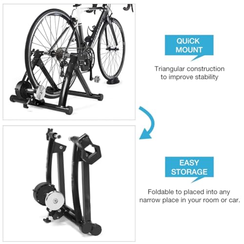 Foldable Bike Trainer, 6 Gears Bike Trainer Stand Indoor Riding, Magnetic Stationary Stand for Bicycle Cycling Training Excercise for 26-28" Mountain Bike, 700C Road Bike Trainer