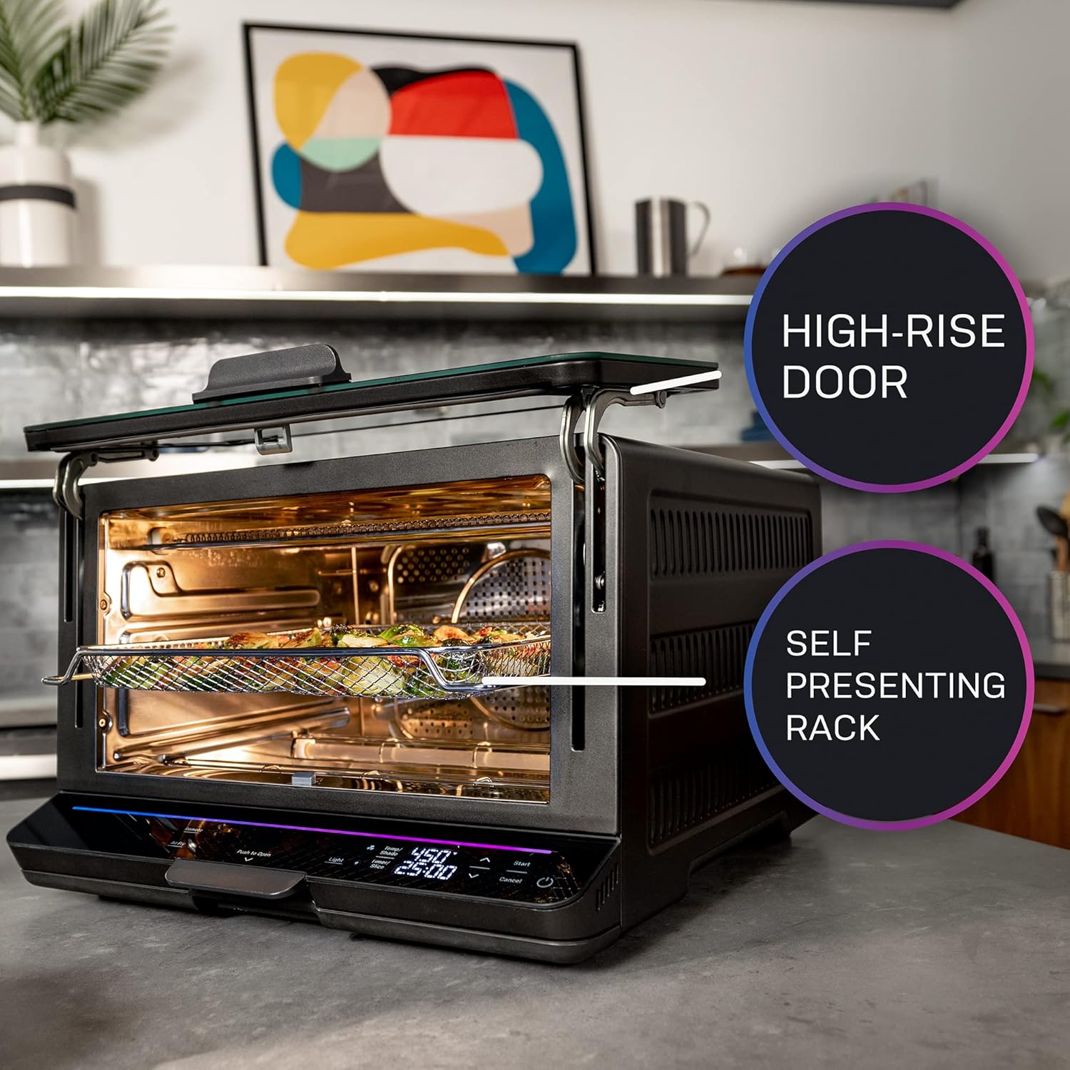 GE Profile Smart Oven with No Preheat, 11-in-1 Countertop Oven including Air Fry, Warm, Toast, Broil, Roast, Pastry, Reheat, and more, WiFi and Smart Connected, Black