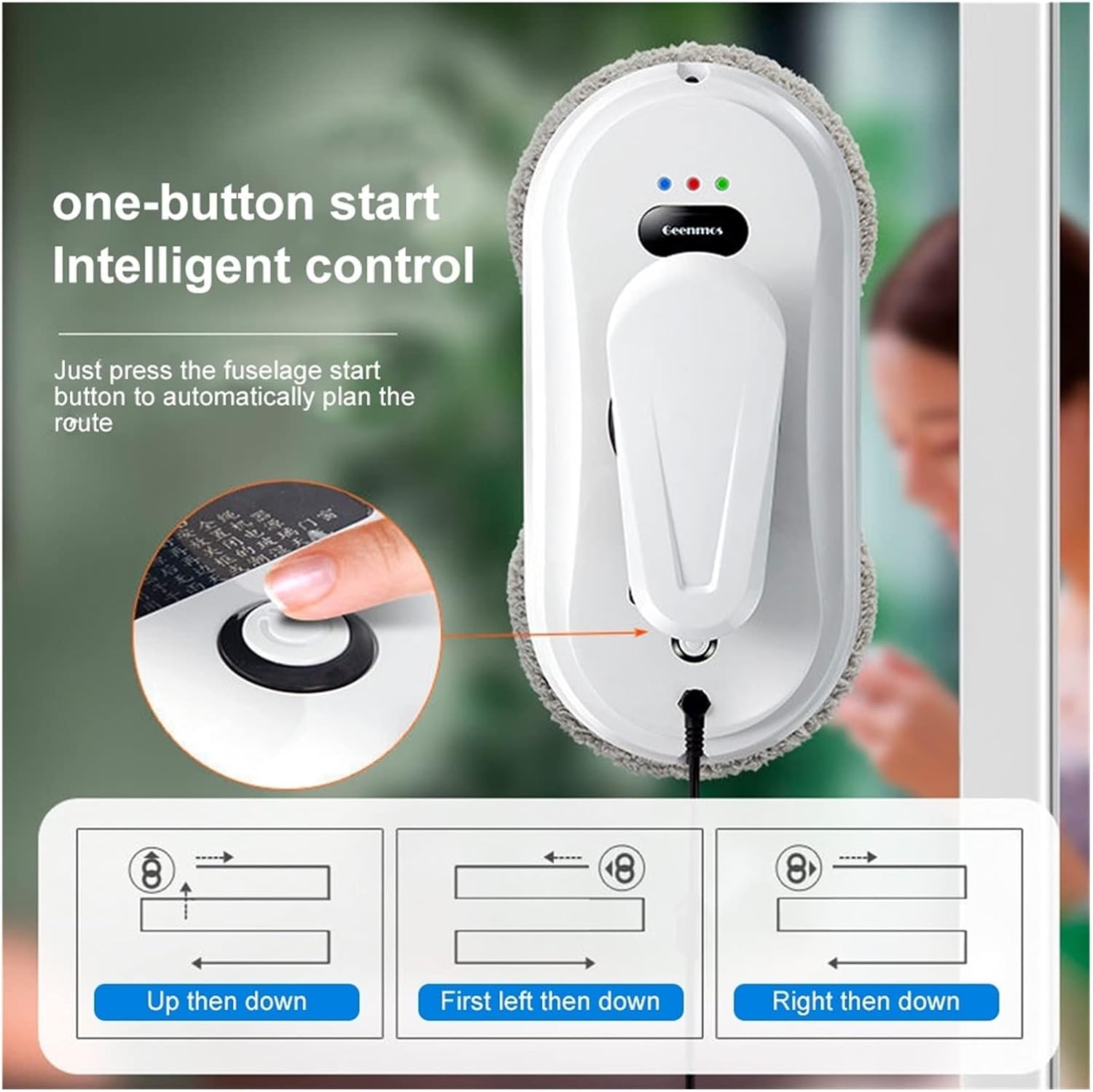 Automatic Window Washer Water Spray Window Cleaning Robot Vacuum Cleaner Intelligent Obstacle Avoidance Automatic Window Glass Cleaning Machine for Windows, Tiles, Bathrooms Cleaning Robot