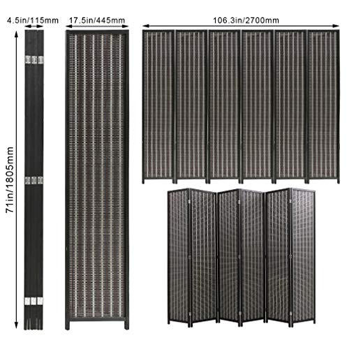 FDW Room Divider Bamboo Room Divider Wall Folding Privacy Wall Divider Wood Screen for Home Bedroom Living Room (6 Panel, Natural)