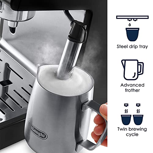 De'Longhi 15 Bar Pump Espresso and Cappuccino Machine with Premium Adjustable Frother, Stainless Steel, ECP3630