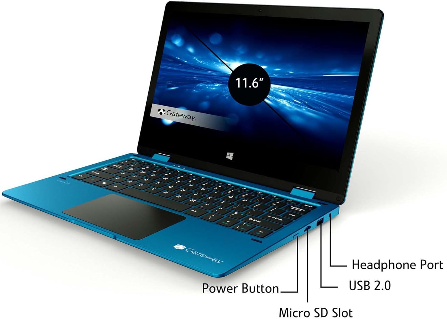 Gateway Newest Touchscreen 11.6 HD 2-in-1 Convertible Laptop in Blue Intel N4020 4GB RAM 64GB SSD Mini-HDMI Webcam Windows 10 S (Renewed) (GT-116)