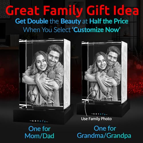 ArtPix 3D Premium Crystal Photo, Personalized Gifts for Mom, Women, Wife, Men, Her, Husband,Grandma, Great Customized Gift With Your Own Photo, Custom Birthday 3D Picture Rectangle, Couples Gifts