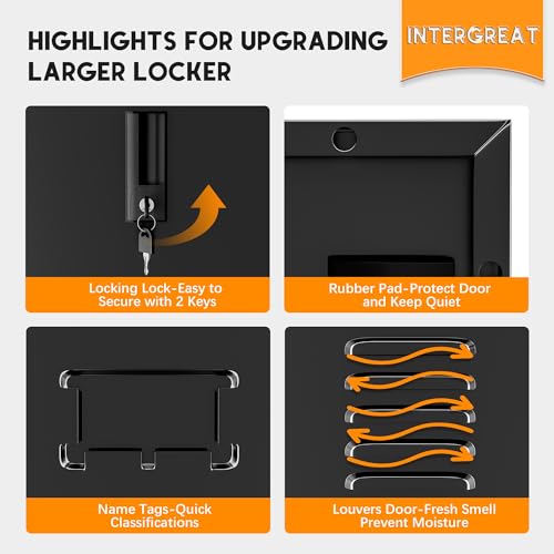 INTERGREAT 9 Door Storage Locker for Employee, Metal Locker for Office, Gym, Shool,Lockable Black Steel Locker with Lock and Card Slot for Home,Garage