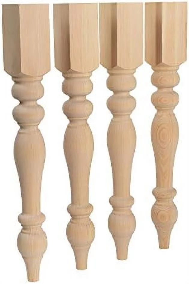 Chunky Farmhouse Table Legs - Unfinished - DIY Furniture - Turned Legs - Set Of 4 - Dimensions: 3.5" X 29"