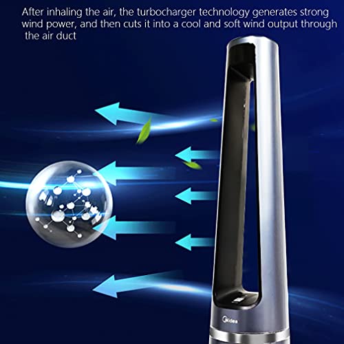 WYH Oscillating 90° Tower Quiet DC Motor Stand Floor Fan 12 Speed Setting Pedestal Remote Control Quiet Bladeless Floor Fan for Bedroom