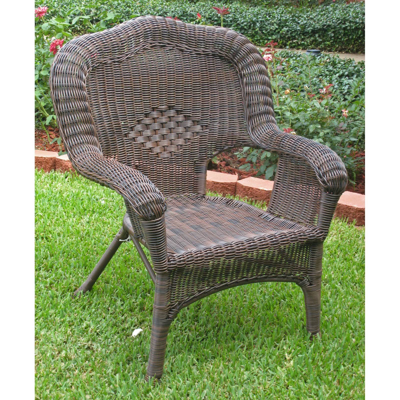 International Caravan Camelback Resin Wicker Patio Chair - Antique Black