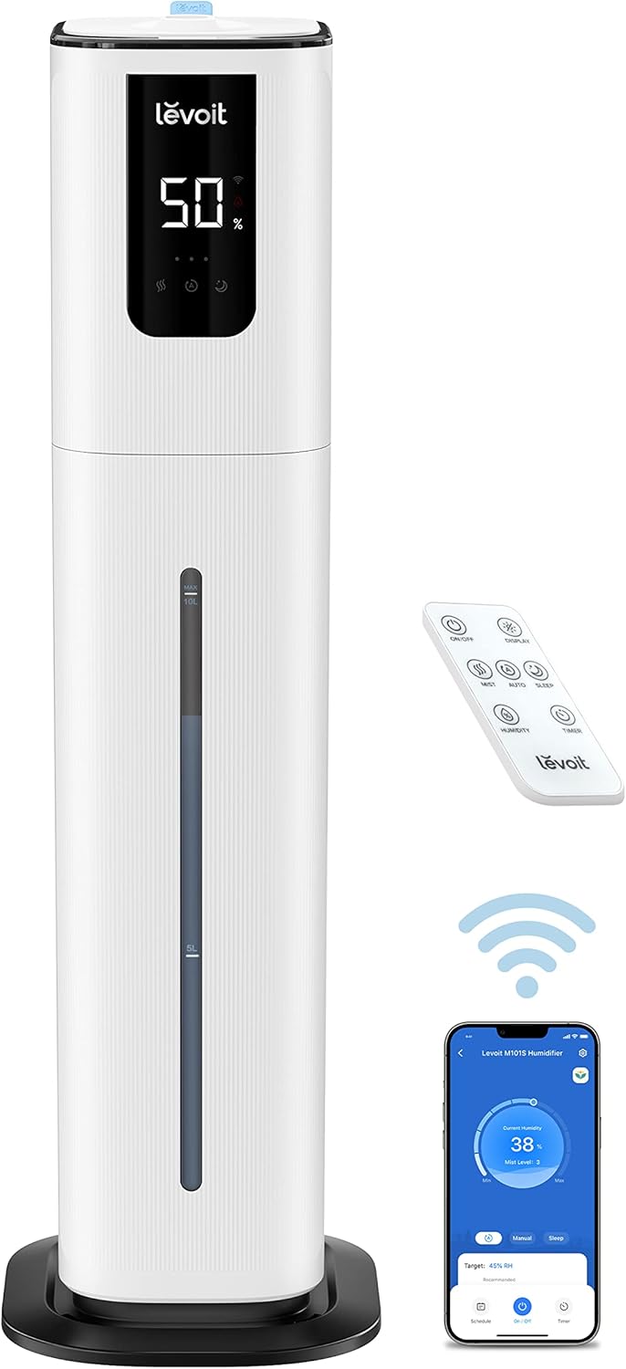 LEVOIT OasisMist 1000S 10L Smart Humidifier 600ft2 & Vital 100S-P Air Purifier 1110ft2 with HEPA Filter