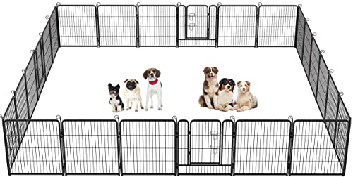 BestPet Dog Playpen Indoor 40 inch 16 Panels Metal Dog Pen Pet Dog Fence Outdoor Exercise Pen with Doors,Pet Puppy Playpen for RV Camping Yard, Black