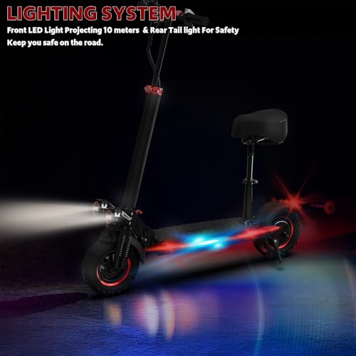 Off Road Electric Scooter Adults, 800/1200W Motor, 48V 15/18/21AH Battery, 11" All-Terrain Tires, Heavy Duty E-Scooter with Dual Suspension with Seat