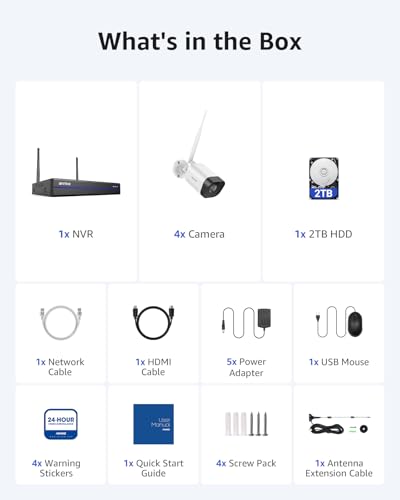 ANNKE 16CH 4K Wireless Security Camera System, Expandable 4K NVR with 4 X 8MP Outdoor Cameras, 2TB HDD, Dual-Band WiFi, Two-Way Talk, Human Detected, 24/7 All-Day Recording, IP66 Weatherproof, Alexa
