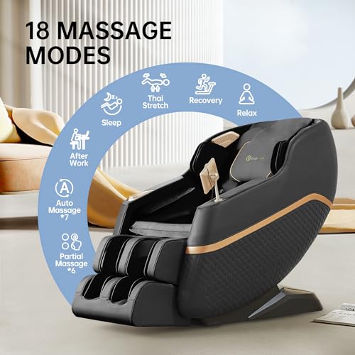 Real Relax Massage Chair, Shiatsu Massage Recliner Chair with Heat Body Scan Bluetooth Foot Roller, F7 Black