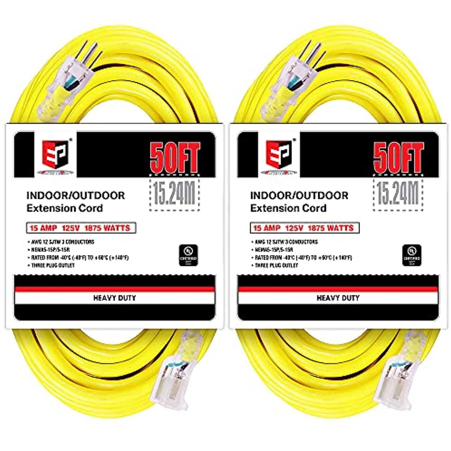 EP Lighted Outdoor Extension cord 123 SJTW Heavy Duty Yellow Extension cable with 3 Prong grounded Plug - Shop Hardware Tools Online Store