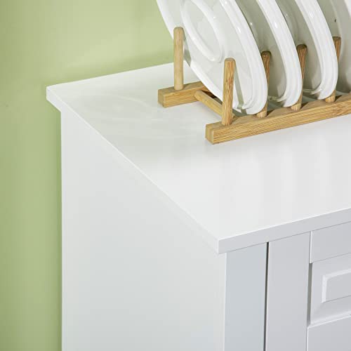, Sideboard, Cabinet, Modern Kitchen Cabinet with 2 Drawers and Adjustable Shelves, Coffee Bar Cabinet, White Servers, Sideboards & Buffets