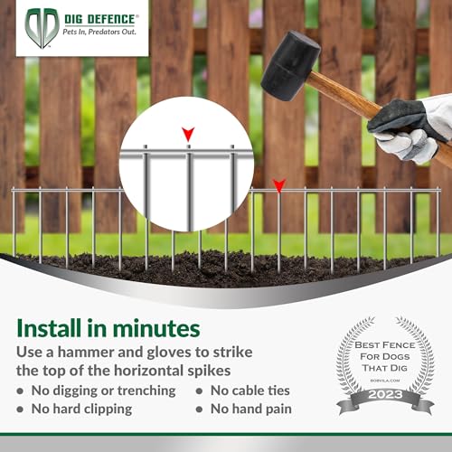 Dig Defence - The Original Animal Barrier Fence, No Dig Underground Fence System for Dogs and Other Animals, 10 Pack - Up to 30’ Total Length - No Dig Fence, (Black)