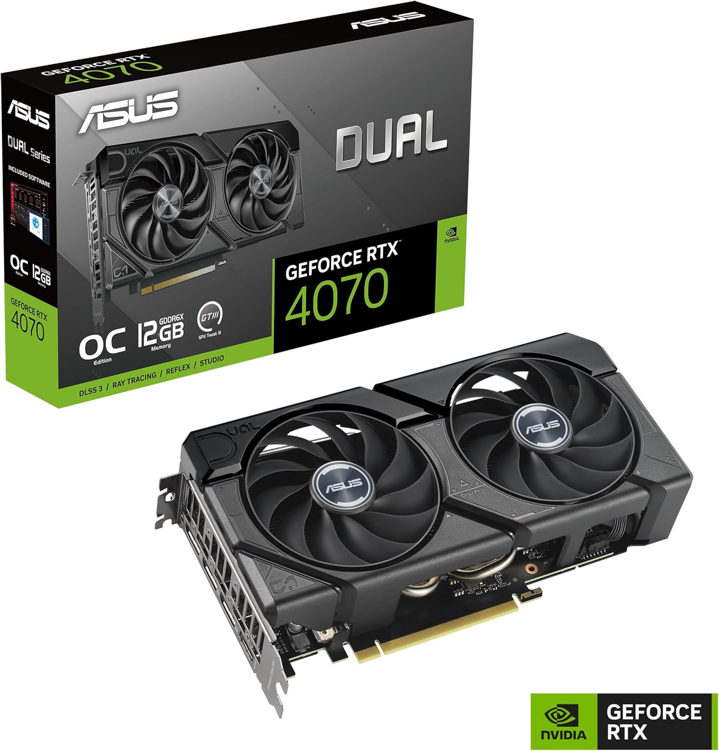 ASUS DUAL-RTX4070-O12G-EVO NVIDIA GeForce RTX 4070 12GB GDDR6X 192bit 2550MHz OC HDMI 3xDP DLSS3 Graphics