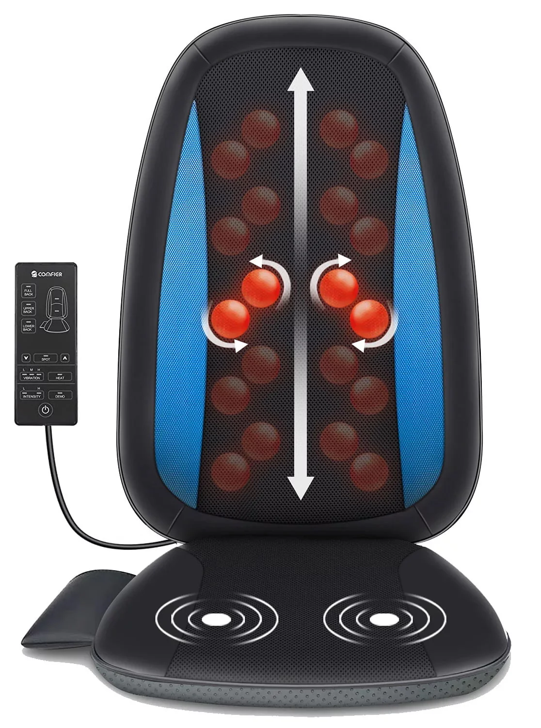 Comfier Shiatsu Back Massager with Heat Deep Tissue Kneading Massage Seat Cushion Electric Chair Pad Black