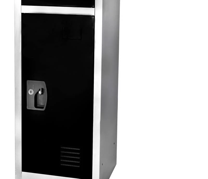 AdirOffice Large Locker w/ 3 Doors u0026 3 Hooks, Black 629-203-BLK