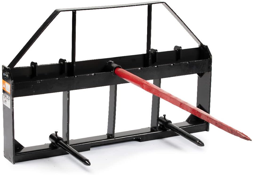 Titan Attachments Skid Steer Hay Frame Attachment with 43" Hay Spear and Stabilizers, Rate 4,000 LB, Quick Tach Tractor