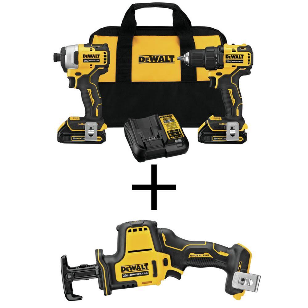 DeWalt Atomic 20-Volt Max Cordless Brushless Compact Drill/Impact Combo Kit (2-Tool) with Atomic Compact Reciprocating Saw