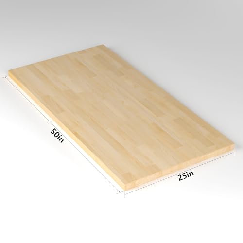 Butcher Block Counter Top, Durable and Sturdy Birch Solid Hardwood Countertop, Washer/Laundry Countertop, Table Top, Unfinished, 1.5" Thickness, 25" W x 60" L