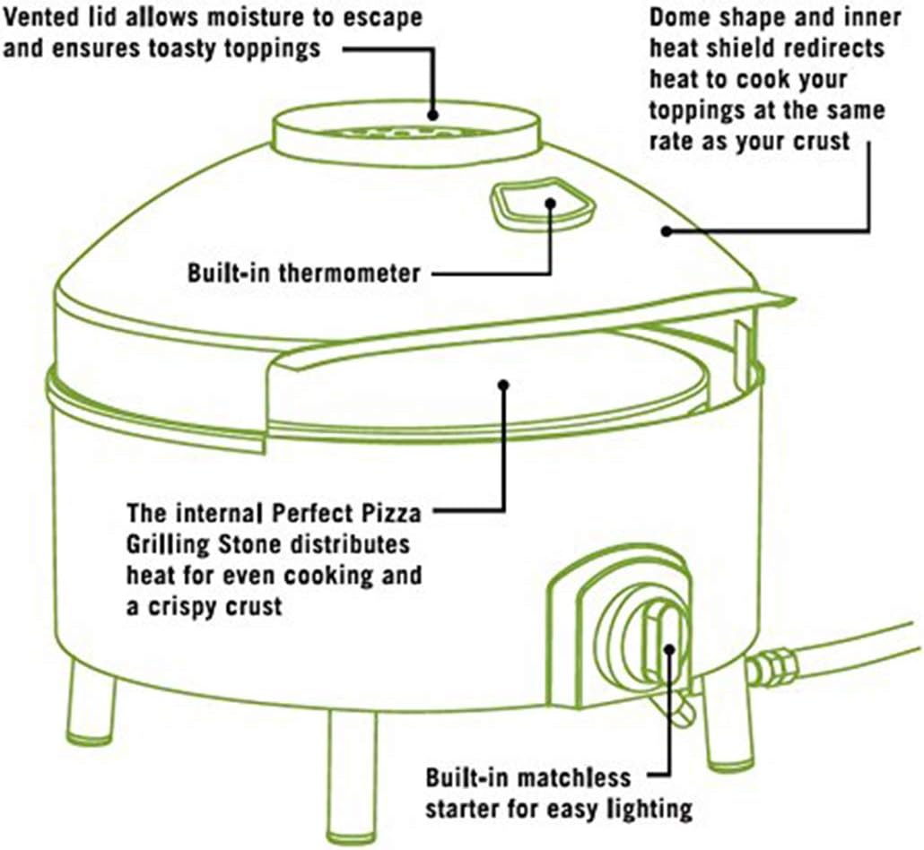 Pizzeria Pronto Outdoor Pizza Oven, Lightweight, Portable & Safe On Any Surface, Black