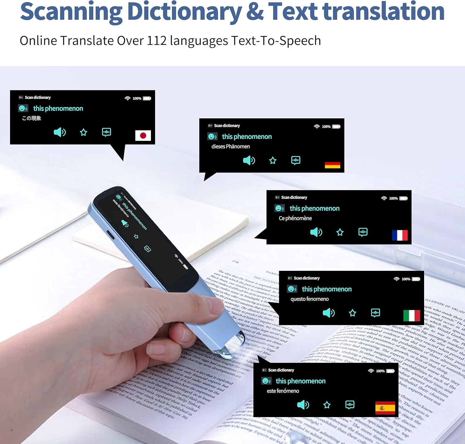 ScanReader Pen, NEWYES Scanning Pen Language Translator Device OCR Digital Reading Pen Support Text&Phonetic Multilingual Translation (Pen 3.0)