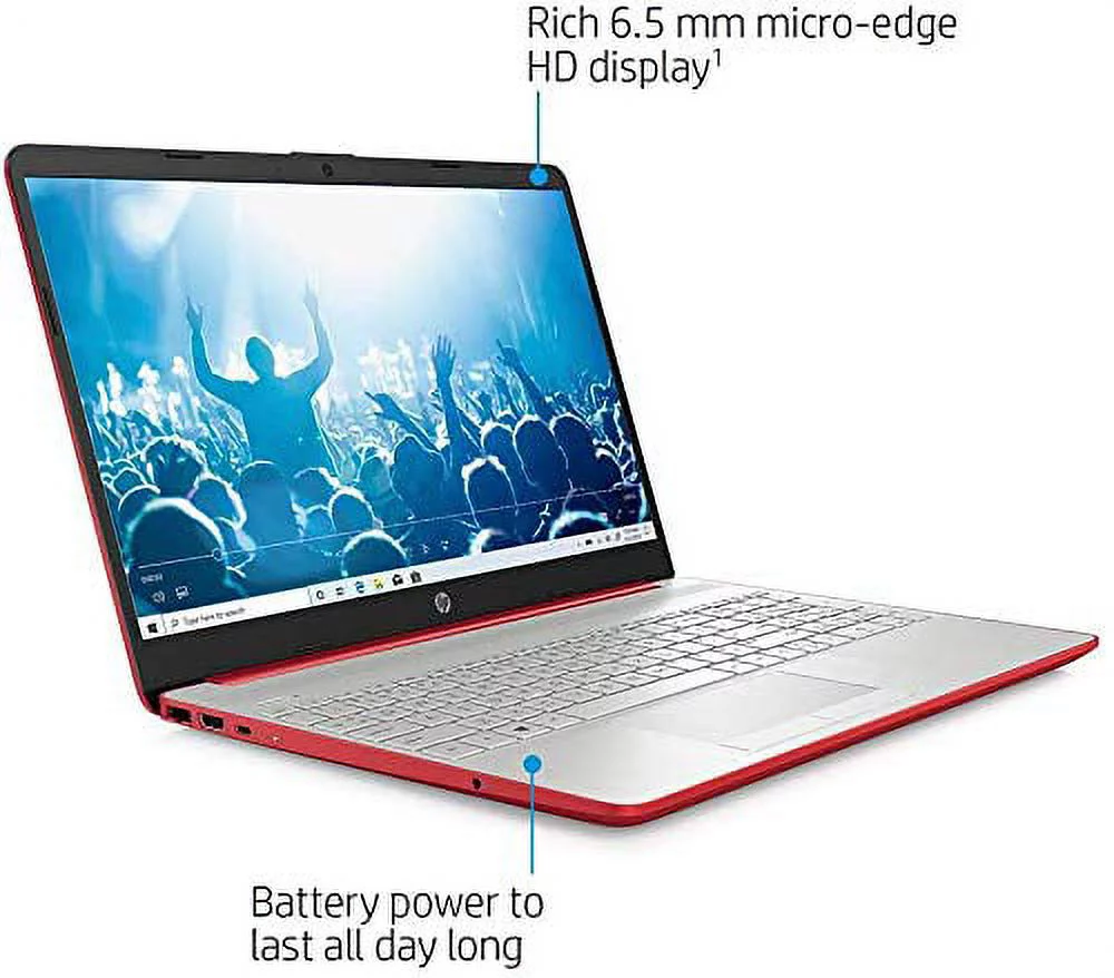HP 2023 15.6" HD Laptop Computer Intel Dual-Core Pentium Gold 6405U 16GB DDR4 256GB SSD Intel UHD Graphics HD Webcam Bluetooth RJ-45 USB-C HDMI Windows 11 Pro Scarlet Red w/RE 32GB USB