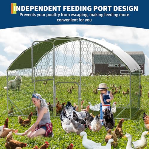 Large Metal Chicken Coop Run, Chicken Run for Yard with Cover, Large Chicken Run, Walk-in Poultry Cage,Chicken Coop for Chickens, 20 Hens, Ducks, Rabbits-9.8'W x 6.5'D x 6.5'H