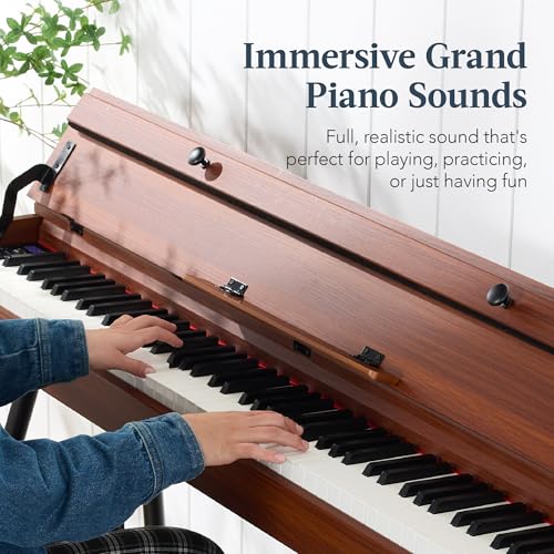 Best Choice Products 88-Key Weighted Full Size Digital Piano, Modern Desk Keyboard w/Metal Legs, 3 Sustain Pedal, MIDI, Headphone Jack - Natural