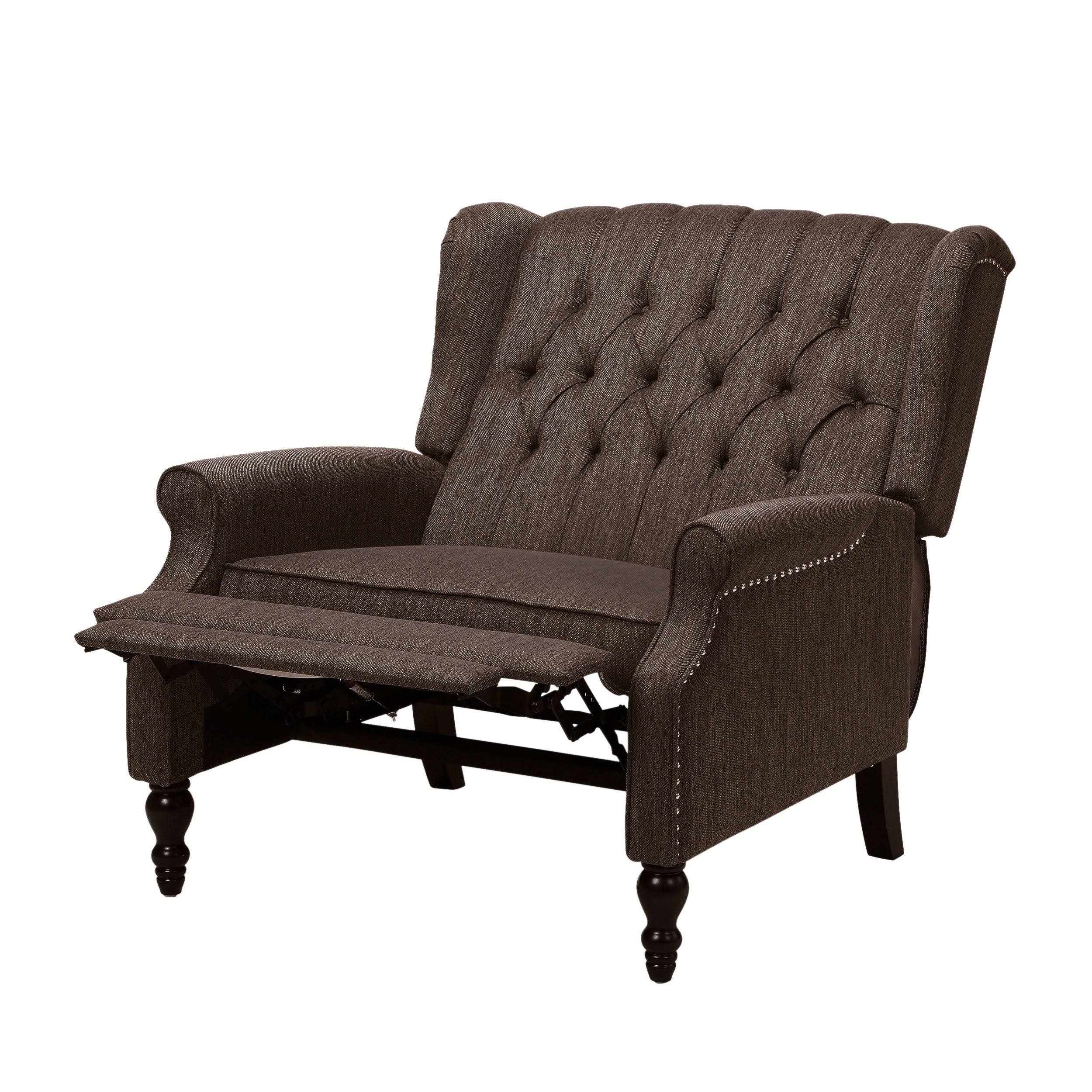Apaloosa Oversized Tufted Wingback Fabric Push Back Recliner by Christopher Knight Home (Brown + Dark Brown)