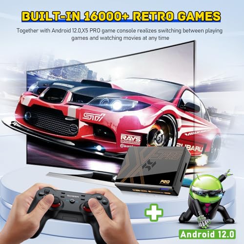 Kinhank Super Console X5 PRO Retro Game Console with 16000+Games,Rock Chip RK3588S,Emulator Console with Game&TV System,8K UHD Output,SATA 3.1,BT 5.0,Wireless Controllers