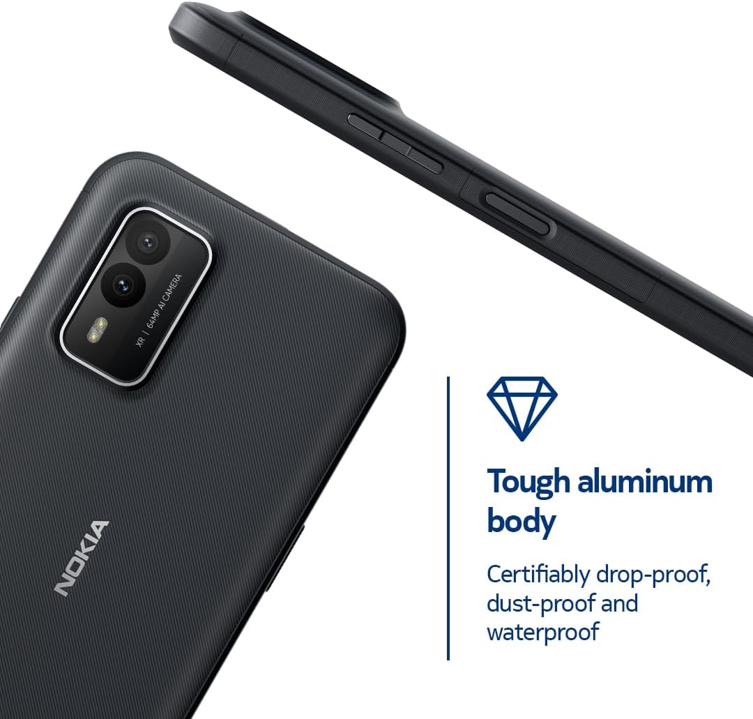 Nokia XR21 5G | Android 12 | Unlocked Rugged Smartphone | Dual SIM | US Version | 6/128GB | 6.49-Inch Screen | 64MP Dual Camera | Midnight Black