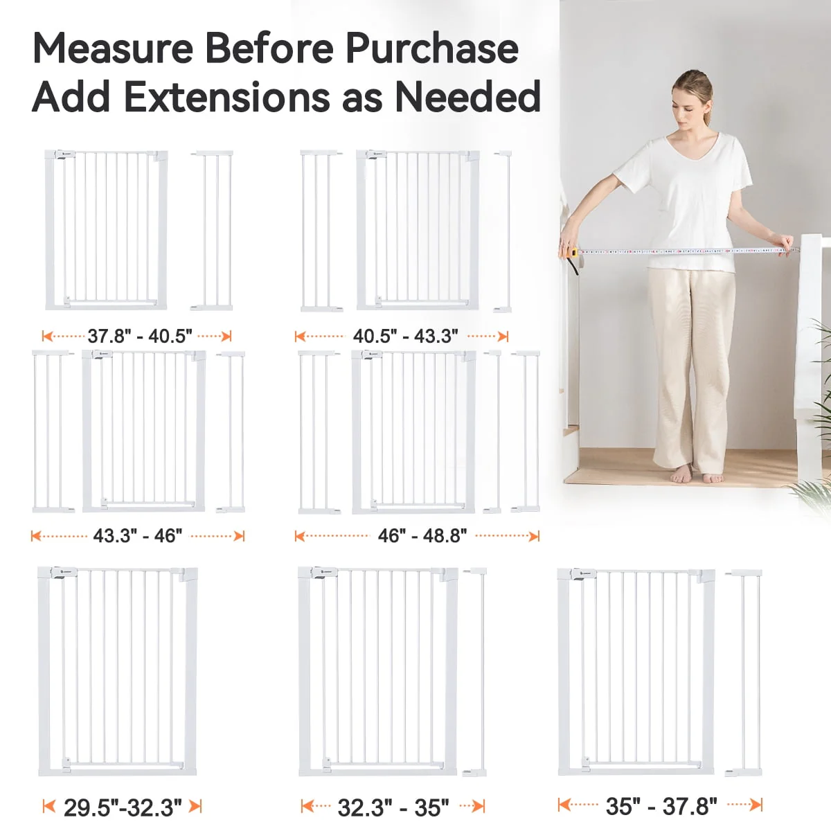 Baby Gate, 36'' Extra Tall 29.5-48.8'' Wide Toddler Gates for Doorway Stairs