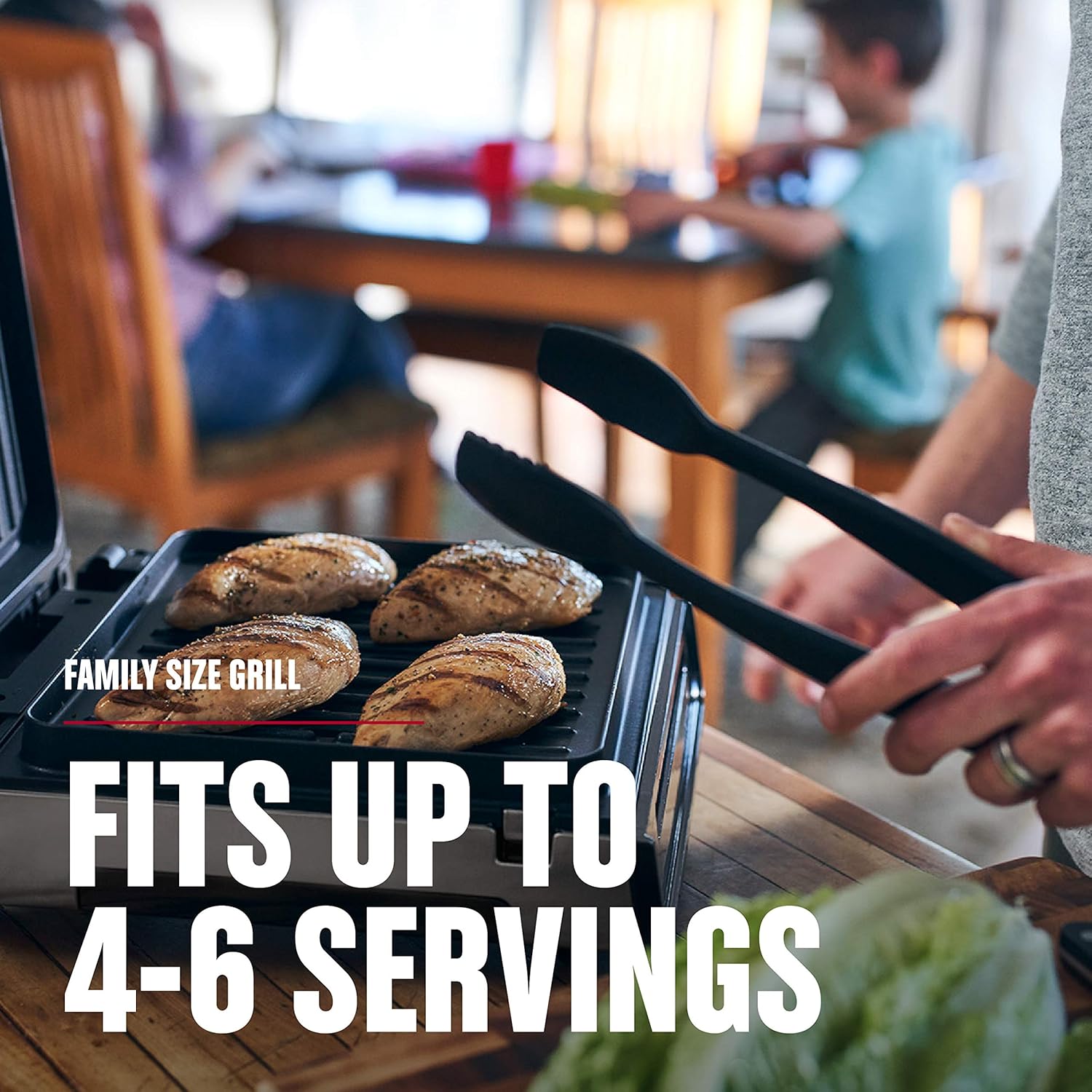 George Foreman Family Size (4-6 Servings), GRD6090B Smokeless-Digital Smart Select, Stainless Steel