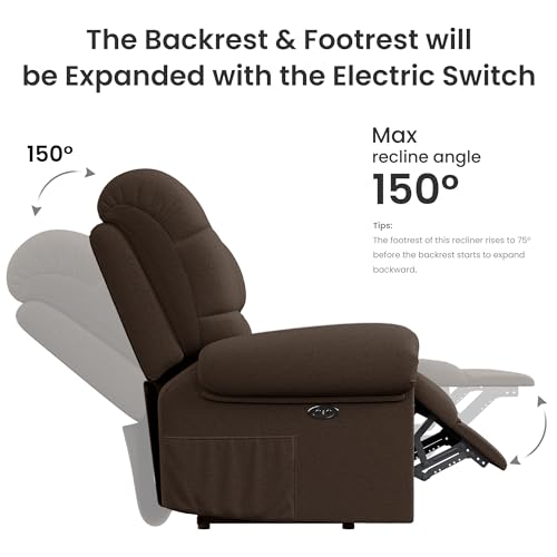 2024 New Power Recliner Chair for Adults, Adjustable Electric Power Chair Lift Recliner, USB Port, Ultra-Comfy Teddy Fleece Recliner for Living Room, Tool-Less Setup Single Sofa, Beige white