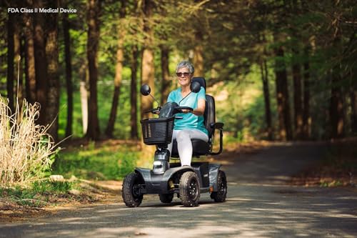 Pride Pursuit 2, Outdoor Mobility Scooter, 400 lbs. Weight Capacity, with 5-Year Extended Warr (Orange, 18″ × 18″ – 20″ Seat, 50 Ah Battery)