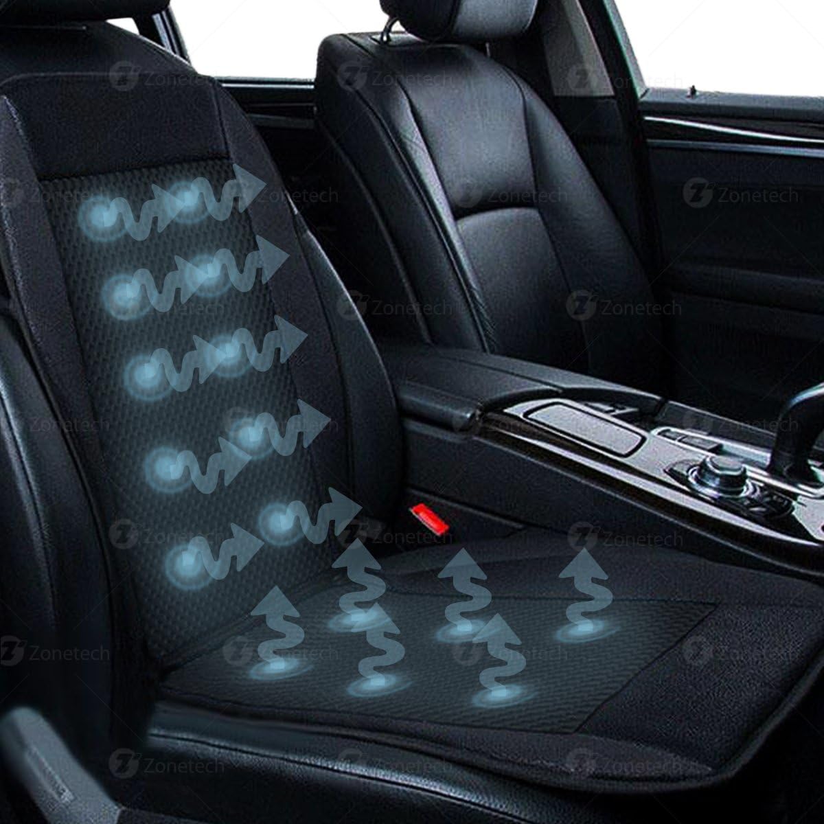 Zone Tech Cooling Car Seat Cushion - Black 12V Automotive Adjustable Temperature Comfortable Cooling Car Seat Cushion