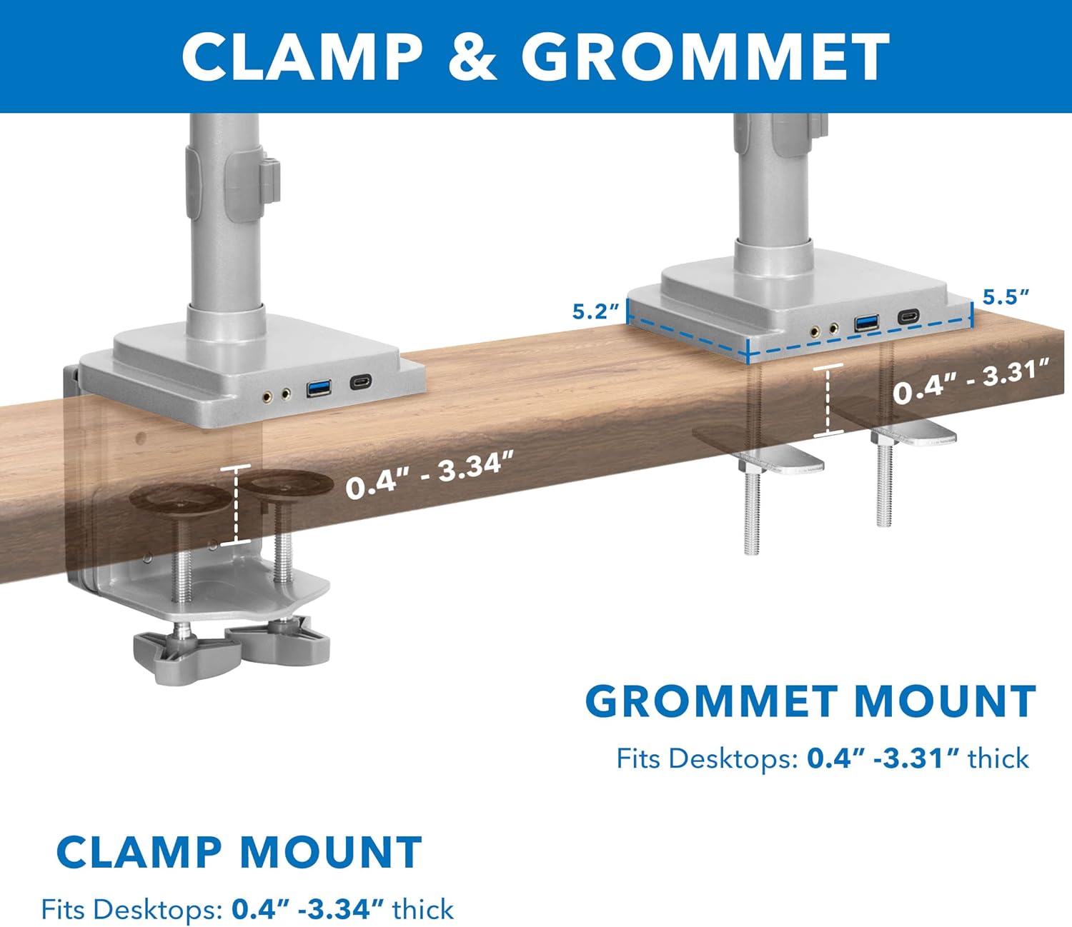 Mount-It! Triple Monitor Mount with USB and Audio Ports, 3 Monitor Desk Mount, Balanced Height Adjustable Triple Monitor Stand for Three Computer Screens 24 27 30 32 Inch VESA Screens, Gaming, Office