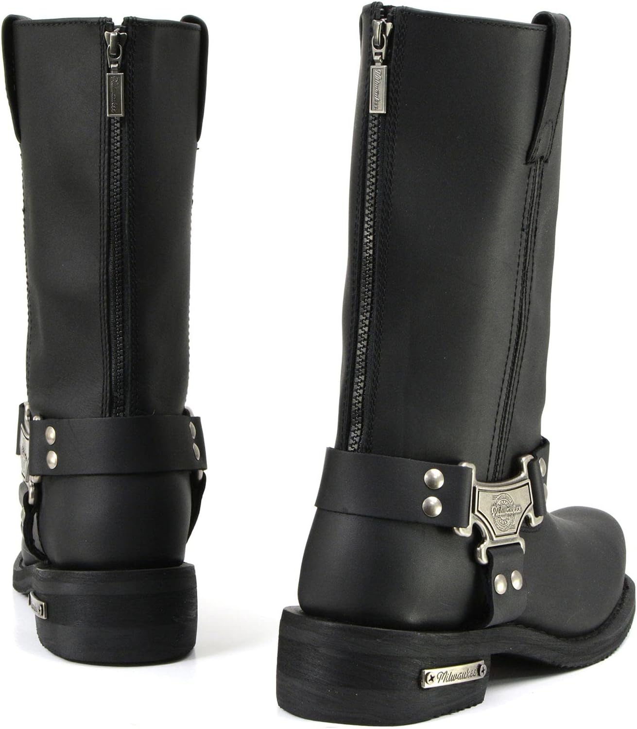 Milwaukee Motorcycle Clothing Company MB410EEE Men's EEE Wide Black Classic Harness Motorcycle Leather Boots - 11 EEE