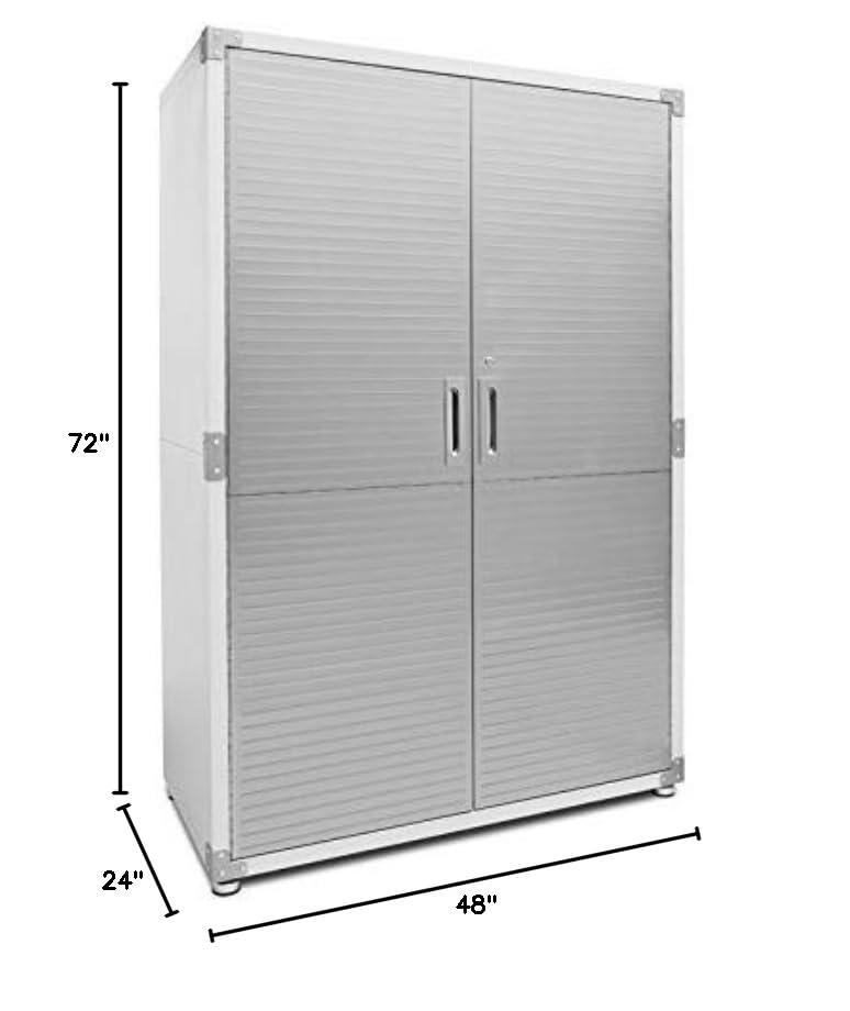 Seville Classics UltraHD Solid Steel Lockable Metal Storage Cabinet Locker Organizer, w/Adjustable Shelves for Garage, Warehouse, Office, Classroom, Granite, 48" W x 24" D x 72" H