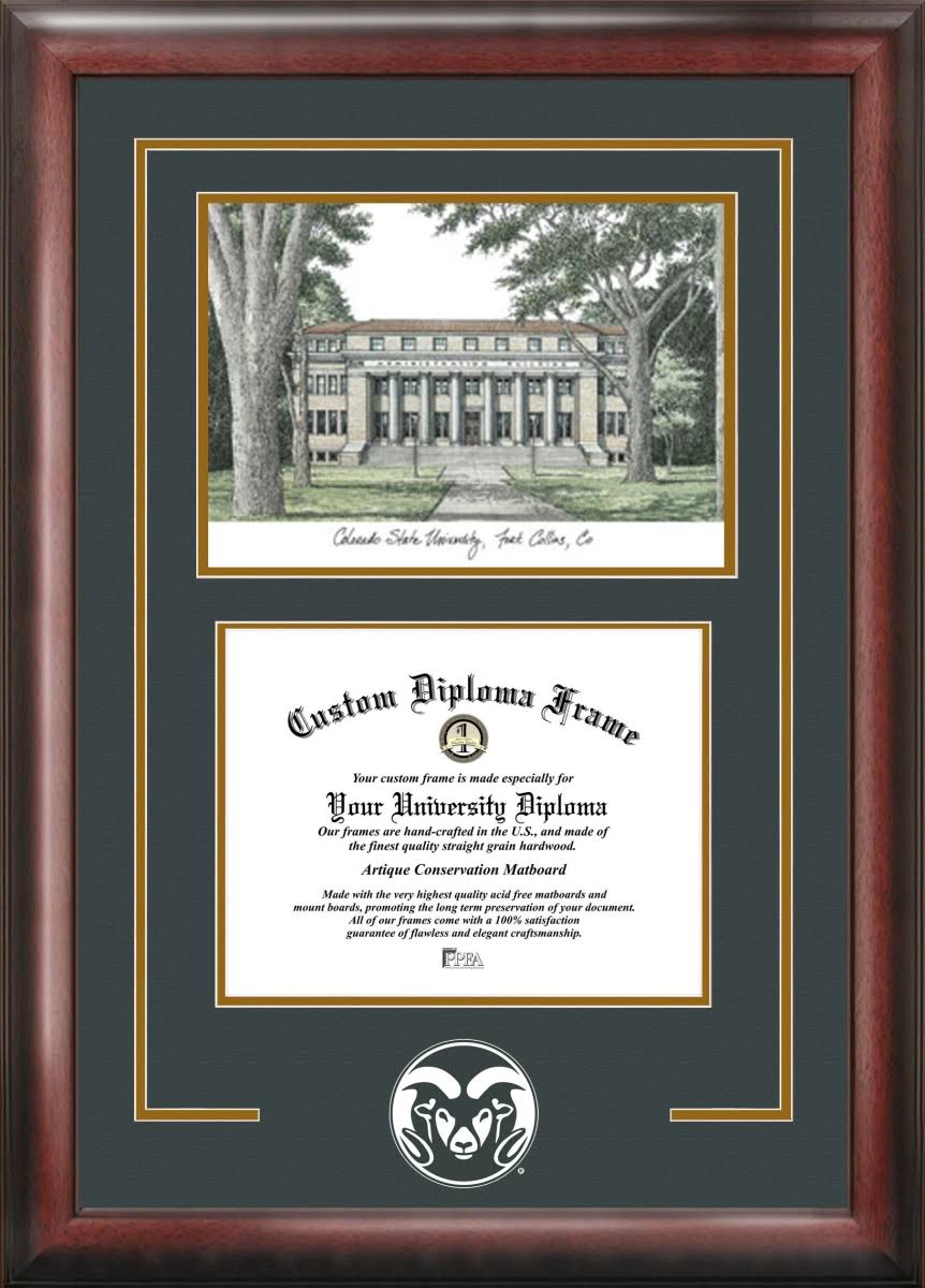 Campus Images CO999SG-97 9 x 7 in. Colorado State University Spirit Graduate Diploma Frame with Lithograph - Satin Mahogany