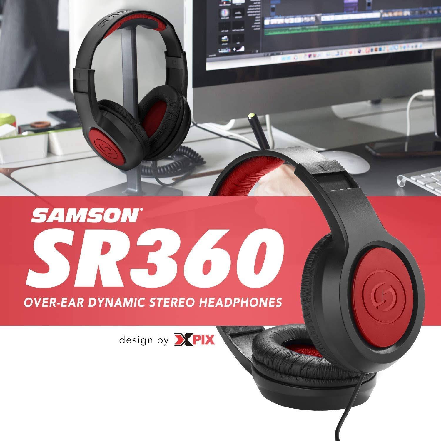 Focusrite Scarlett 2i2 2-in 2-OUT USB Recording Audio Interface (3rd Generation) + Samson SR360 Over-Ear Dynamic Headphones, Cab