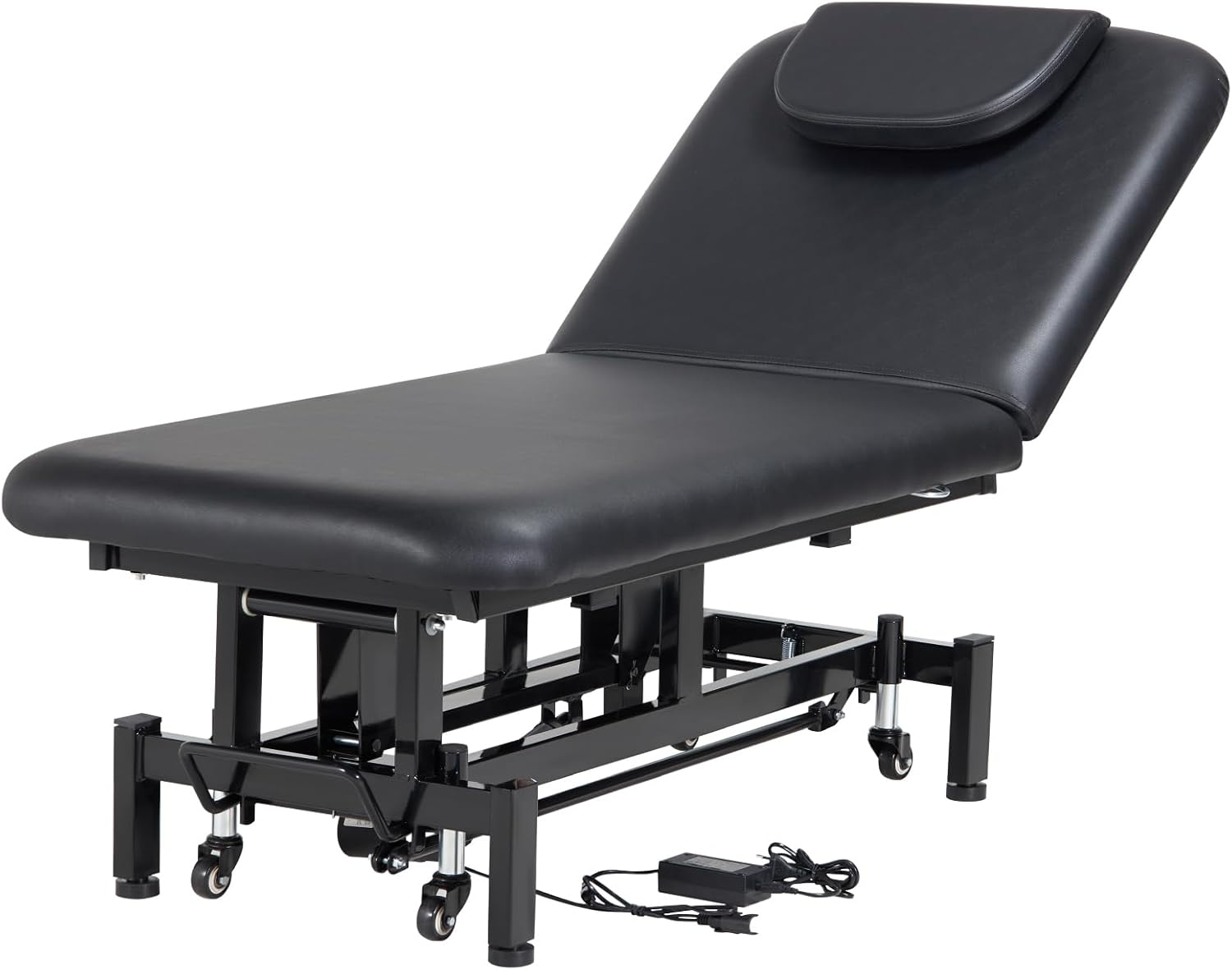 VEVOR Professional Electric Massage Table, 0-45° Adjustable Backrest Medical Table Beauty Bed, Height Adjustable Tattoo Spa Table on Wheels, Electric Lift Massage Table with Headrest, 550LBS