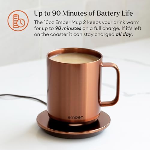 Ember Temperature Control Smart Mug 2, 14 Oz, App-Controlled Heated Coffee Mug with 80 Min Battery Life and Improved Design, Black